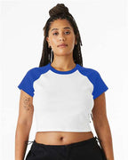 BELLA + CANVAS 1201 - Women's Micro Rib Raglan Baby Tee - White/ True Royal
