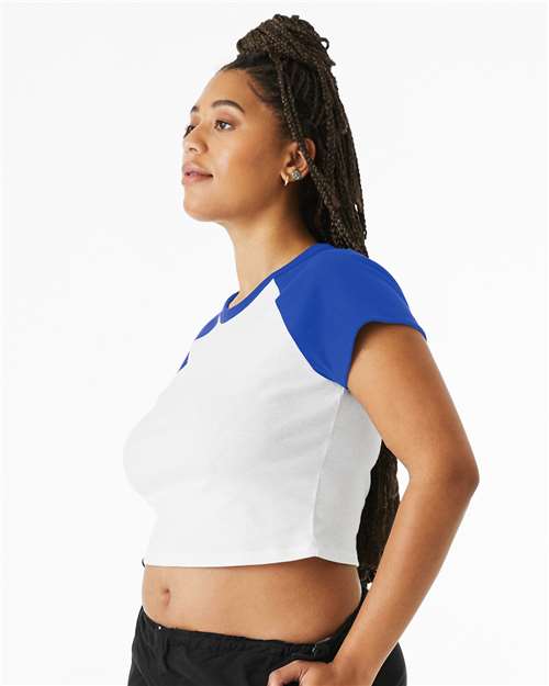 BELLA + CANVAS 1201 - Women's Micro Rib Raglan Baby Tee - White/ True Royal