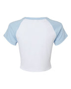 BELLA + CANVAS 1201 - Women's Micro Rib Raglan Baby Tee - White/ Baby Blue