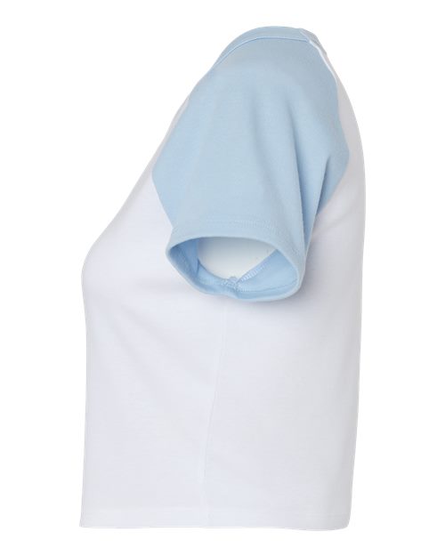 BELLA + CANVAS 1201 - Women's Micro Rib Raglan Baby Tee - White/ Baby Blue
