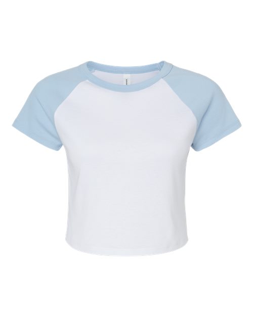 BELLA + CANVAS 1201 - Women's Micro Rib Raglan Baby Tee - White/ Baby Blue