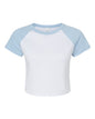 BELLA + CANVAS 1201 - Women's Micro Rib Raglan Baby Tee - White/ Baby Blue