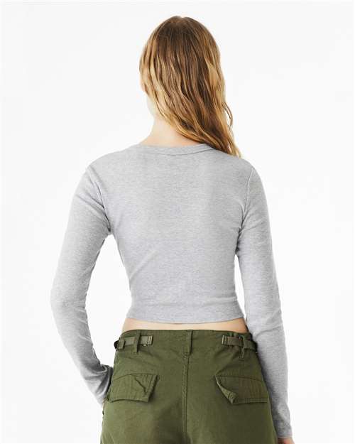 BELLA + CANVAS 1501 - Women's Micro Rib Long Sleeve Baby Tee - Athletic Heather