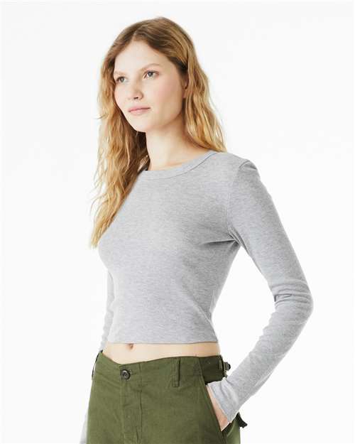 BELLA + CANVAS 1501 - Women's Micro Rib Long Sleeve Baby Tee - Athletic Heather