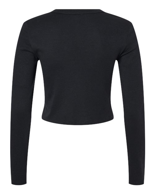 BELLA + CANVAS 1501 - Women's Micro Rib Long Sleeve Baby Tee - Solid Black Blend