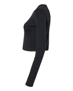 BELLA + CANVAS 1501 - Women's Micro Rib Long Sleeve Baby Tee - Solid Black Blend