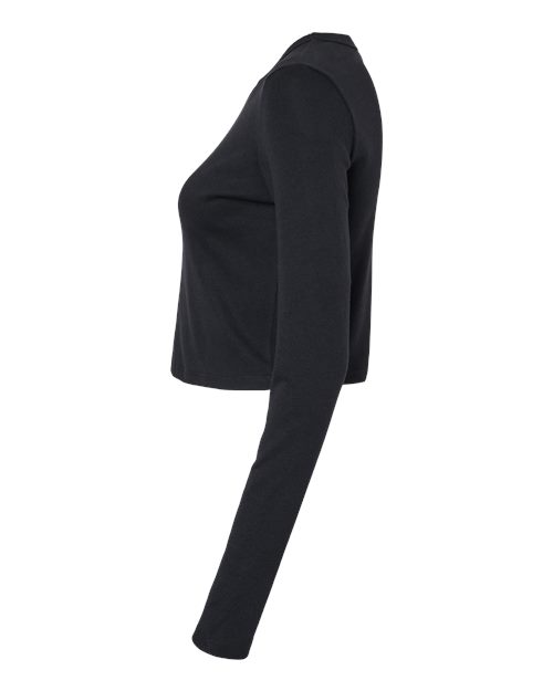 BELLA + CANVAS 1501 - Women's Micro Rib Long Sleeve Baby Tee - Solid Black Blend