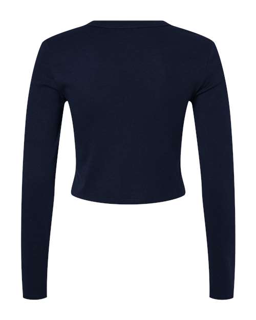BELLA + CANVAS 1501 - Women's Micro Rib Long Sleeve Baby Tee - Solid Navy Blend