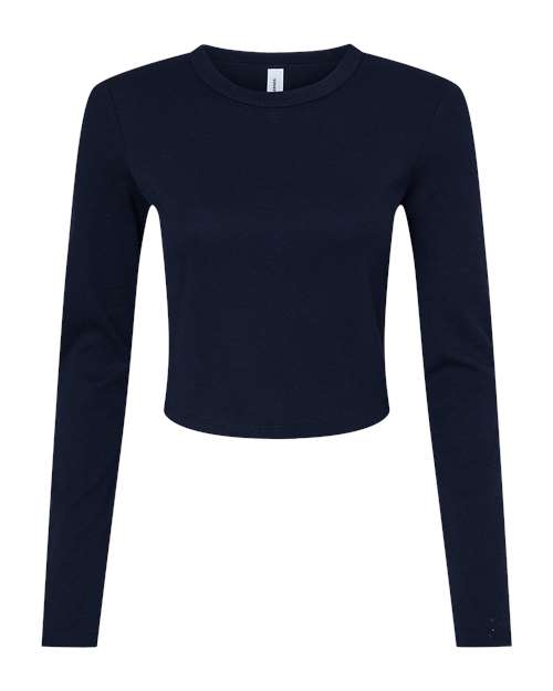 BELLA + CANVAS 1501 - Women's Micro Rib Long Sleeve Baby Tee - Solid Navy Blend