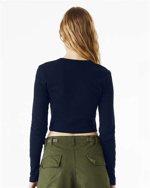 BELLA + CANVAS 1501 - Women's Micro Rib Long Sleeve Baby Tee - Solid Navy Blend