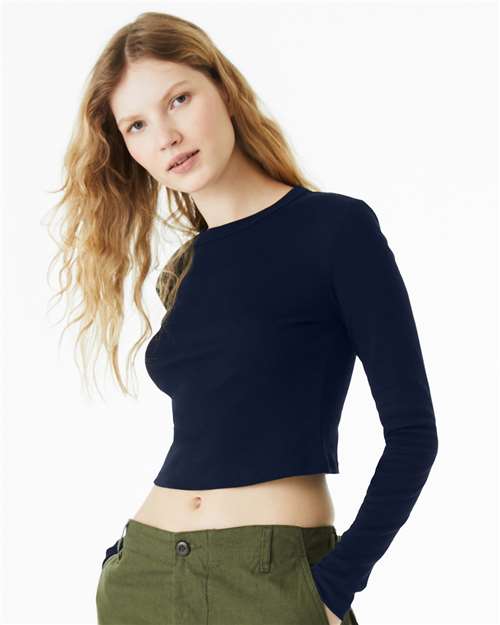 BELLA + CANVAS 1501 - Women's Micro Rib Long Sleeve Baby Tee - Solid Navy Blend