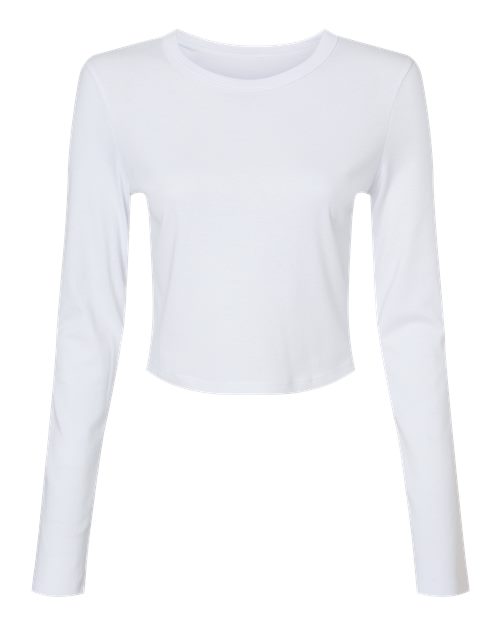 BELLA + CANVAS 1501 - Women's Micro Rib Long Sleeve Baby Tee - Solid White Blend