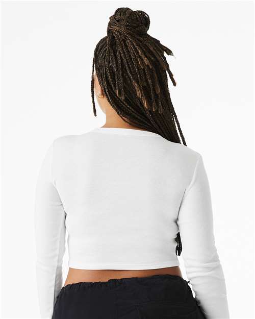 BELLA + CANVAS 1501 - Women's Micro Rib Long Sleeve Baby Tee - Solid White Blend