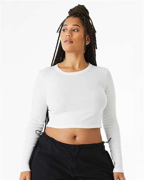 BELLA + CANVAS 1501 - Women's Micro Rib Long Sleeve Baby Tee - Solid White Blend