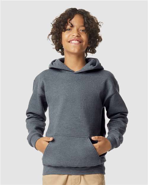 Gildan SF500B - Youth Softstyle Midweight Hooded Sweatshirt - Dark Heather