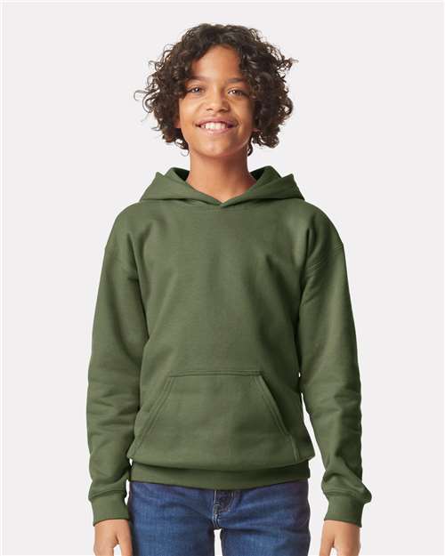 Gildan SF500B - Youth Softstyle Midweight Hooded Sweatshirt - Military Green