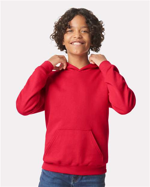 Gildan SF500B - Youth Softstyle Midweight Hooded Sweatshirt - Red