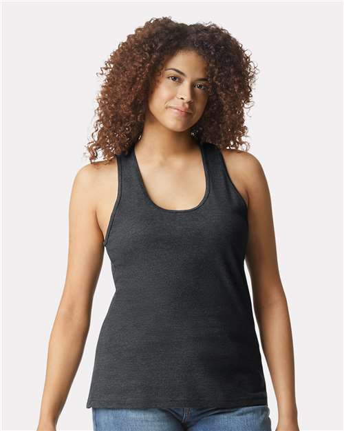 Gildan 64220LCVC - Women's Softstyle CVC Racerback Tank Top - Pitch Black Mist