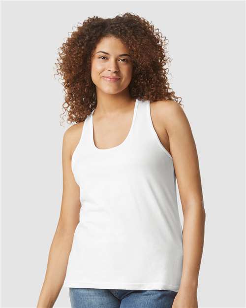 Gildan 64220LCVC - Women's Softstyle CVC Racerback Tank Top - White