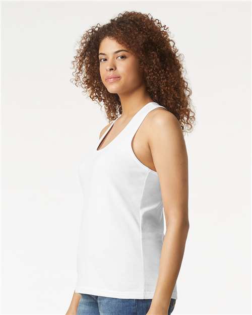 Gildan 64220LCVC - Women's Softstyle CVC Racerback Tank Top - White