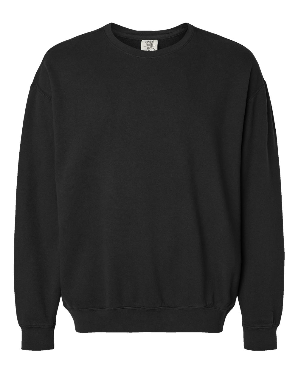 Comfort Colors 1466 — Unisex Garment-Dyed Lightweight Crewneck Sweatshirt — Black (flat)