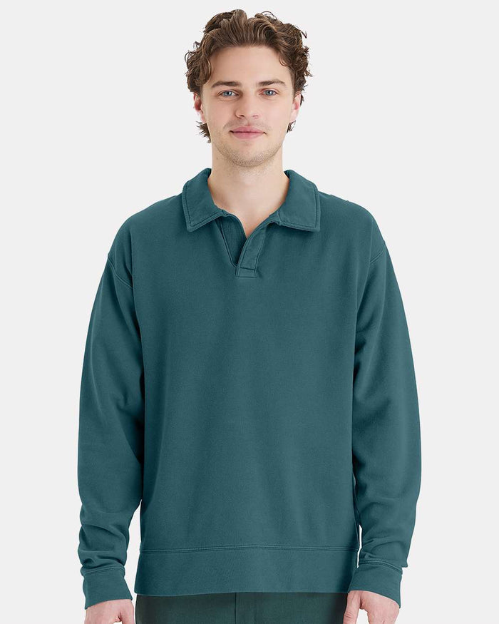 ComfortWash by Hanes GDH490 - Unisex Garment-Dyed Polo Collar Sweatshirt