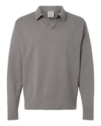 ComfortWash by Hanes GDH490 - Unisex Garment-Dyed Polo Collar Sweatshirt — Concrete Grey (flat)
