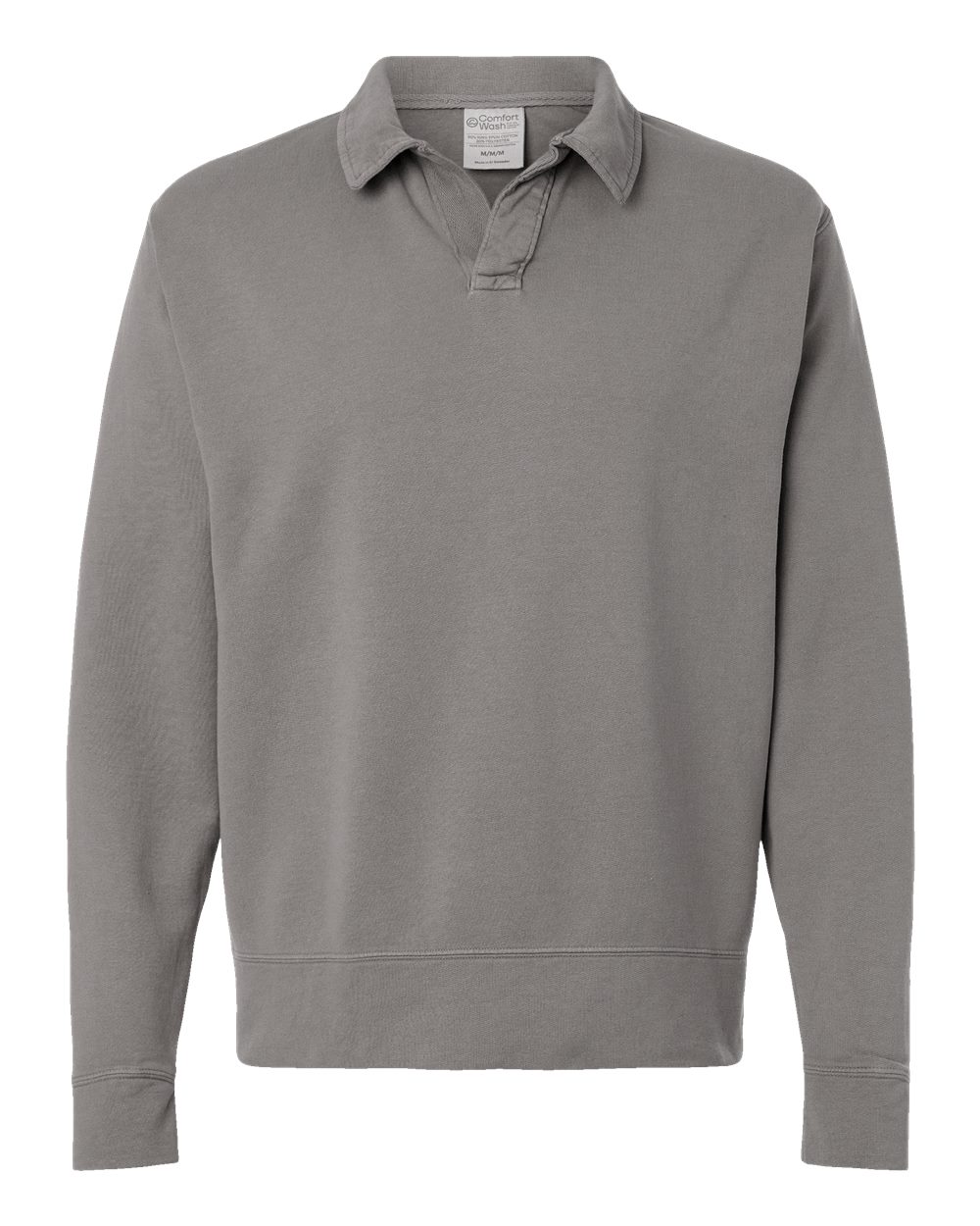 ComfortWash by Hanes GDH490 - Unisex Garment-Dyed Polo Collar Sweatshirt — Concrete Grey (flat)