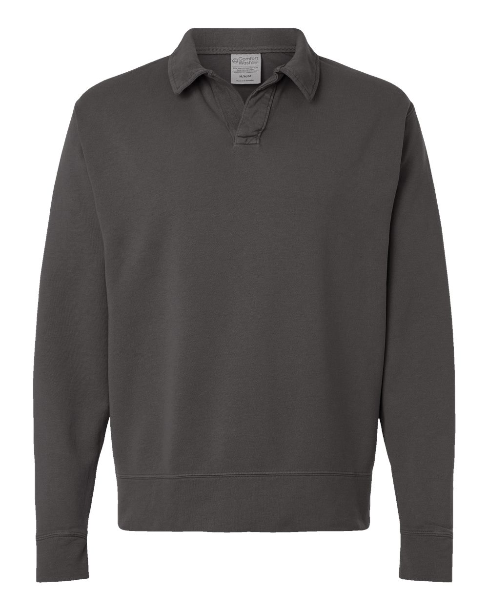 ComfortWash by Hanes GDH490 - Unisex Garment-Dyed Polo Collar Sweatshirt — New Railroad Grey (flat)