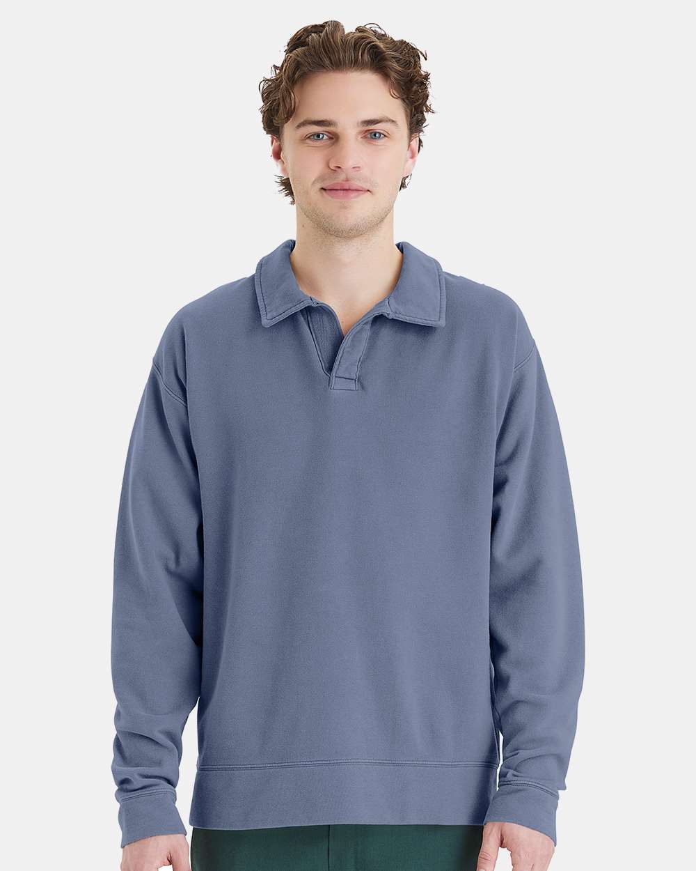ComfortWash by Hanes GDH490 - Unisex Garment-Dyed Polo Collar Sweatshirt — Saltwater