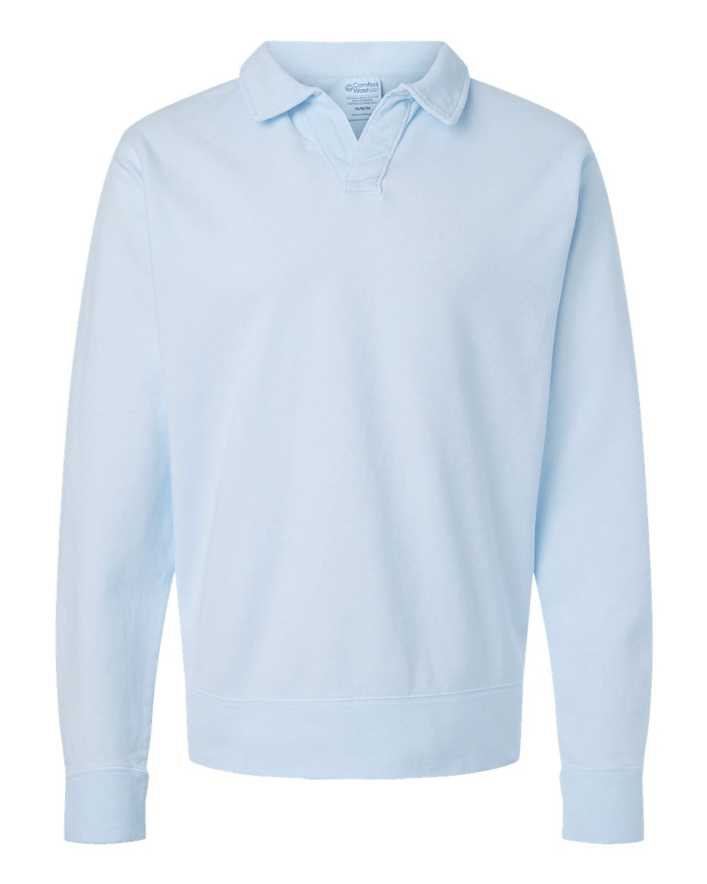 ComfortWash by Hanes GDH490 - Unisex Garment-Dyed Polo Collar Sweatshirt — Soothing Blue (flat)