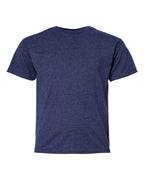 Hanes 498Y - Youth Perfect-T T-Shirt — Heather Navy (flat)