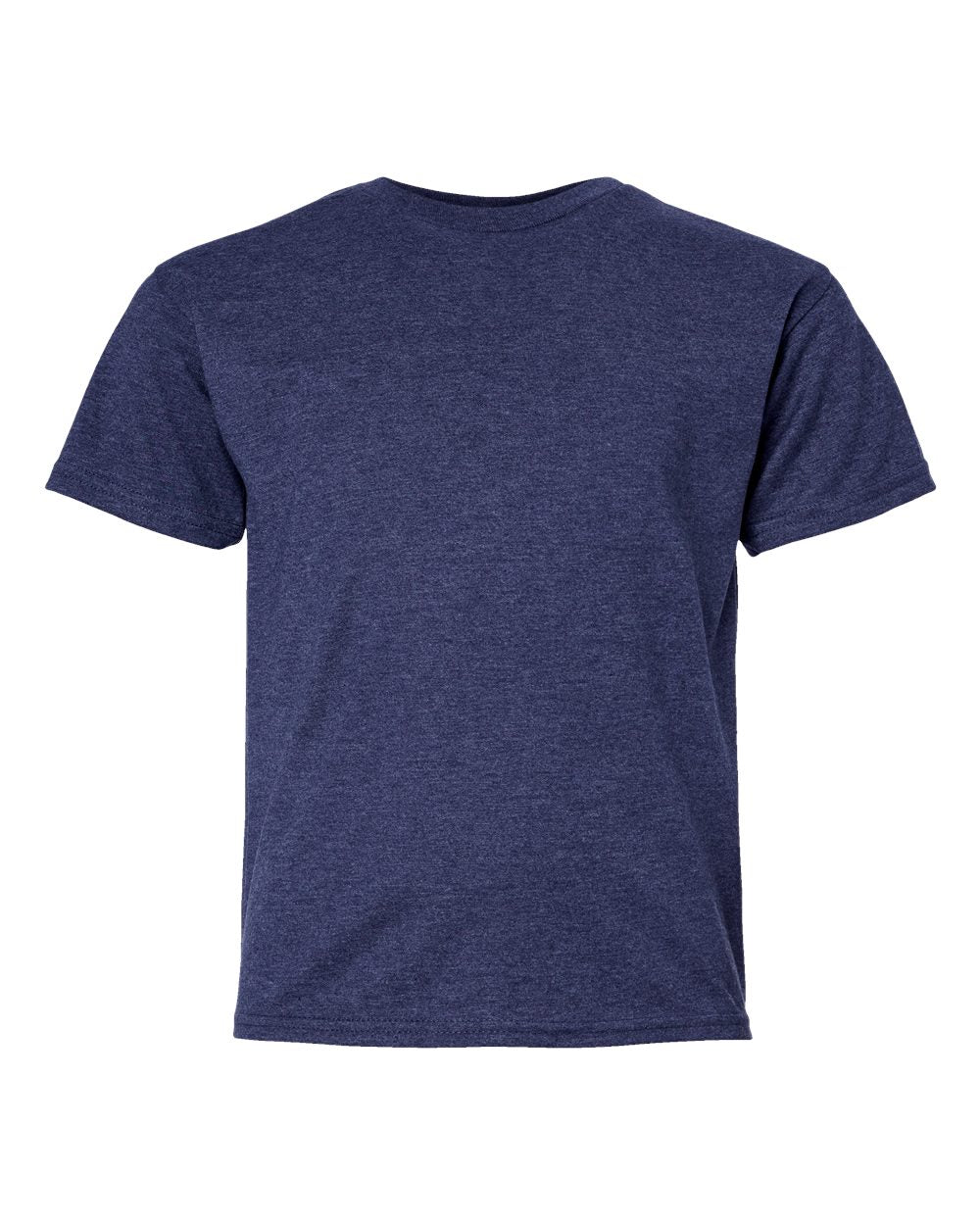 Hanes 498Y - Youth Perfect-T T-Shirt — Heather Navy (flat)