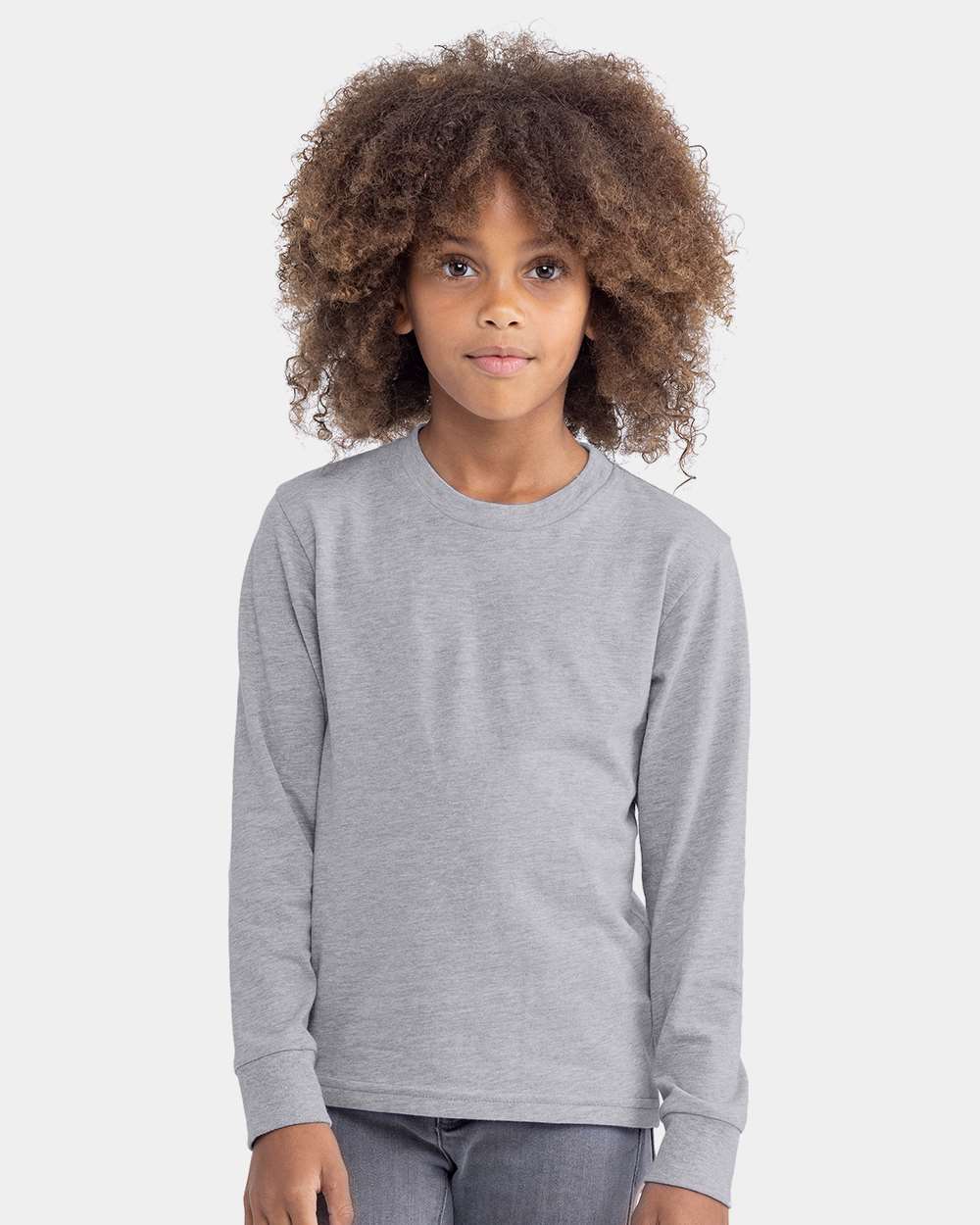 Next Level 3311 — Youth Cotton Long Sleeve T-Shirt — Heather Grey