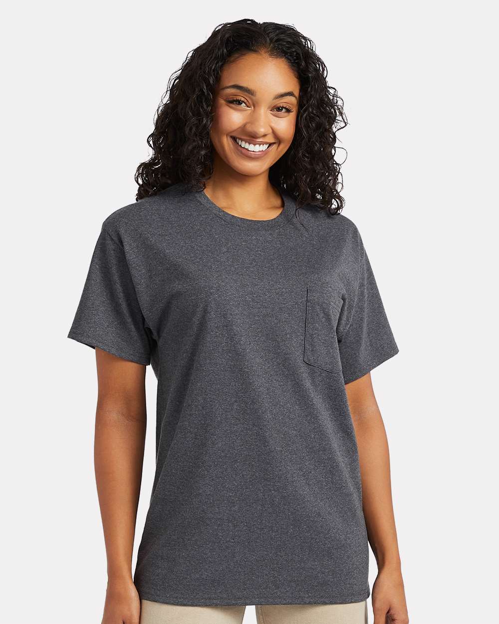 Hanes 5290P - Essential-T Pocket T-Shirt — Charcoal Heather