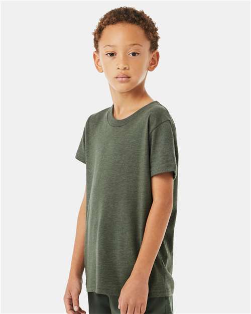 BELLA + CANVAS 3001YCVC - Youth CVC Jersey Tee - Heather Military Green