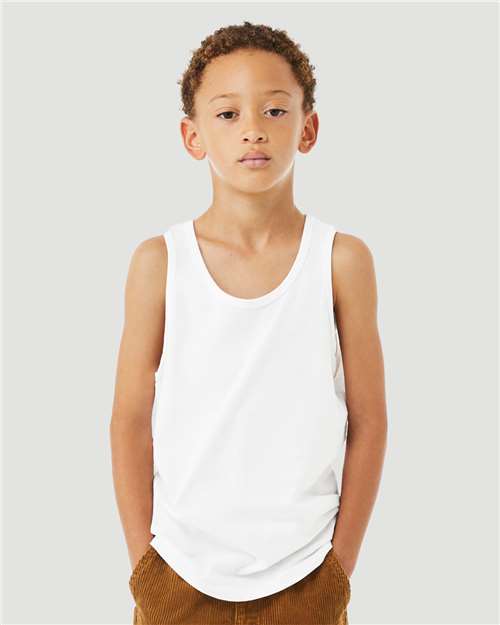 BELLA + CANVAS 3480YCVC - Youth Heather CVC Tank - Solid White Blend