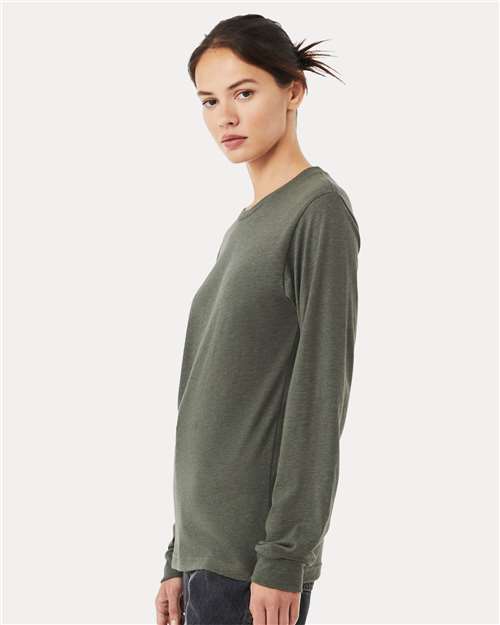 BELLA + CANVAS 3501CVC - Heather CVC Long Sleeve Tee - Heather Military Green