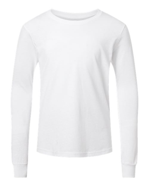 BELLA + CANVAS 3501YCVC - Youth Heather CVC Long Sleeve Tee - Solid White Blend