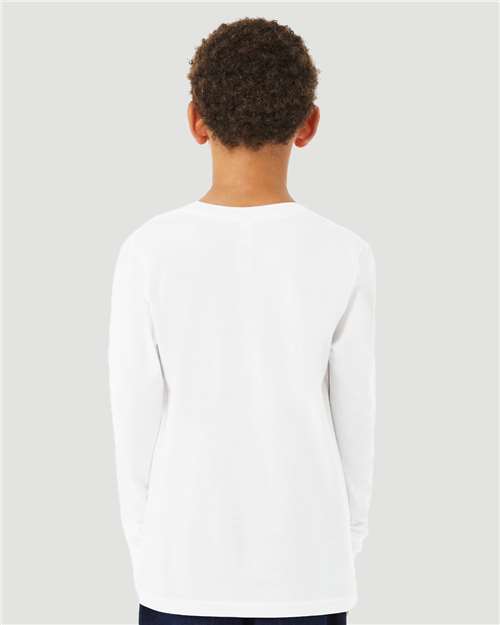 BELLA + CANVAS 3501YCVC - Youth Heather CVC Long Sleeve Tee - Solid White Blend