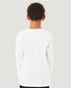 BELLA + CANVAS 3501YCVC - Youth Heather CVC Long Sleeve Tee - Solid White Blend