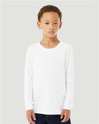 BELLA + CANVAS 3501YCVC - Youth Heather CVC Long Sleeve Tee - Solid White Blend