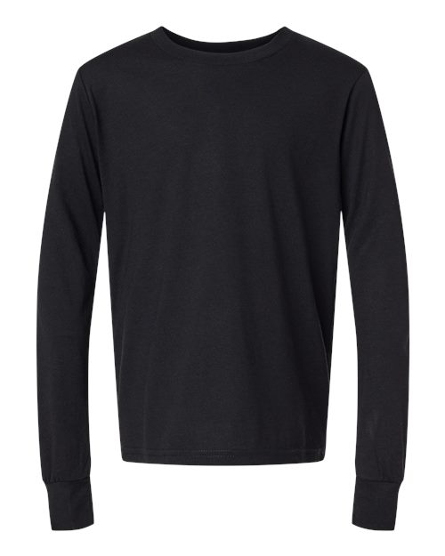 BELLA + CANVAS 3513Y - Youth Triblend Long Sleeve Tee - Solid Black Triblend