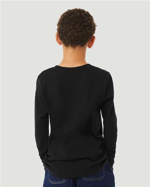 BELLA + CANVAS 3513Y - Youth Triblend Long Sleeve Tee - Solid Black Triblend
