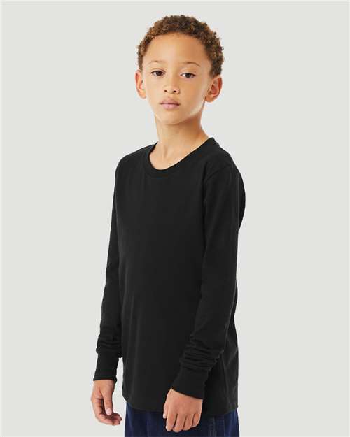 BELLA + CANVAS 3513Y - Youth Triblend Long Sleeve Tee - Solid Black Triblend