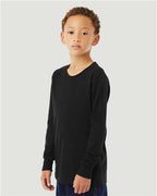 BELLA + CANVAS 3513Y - Youth Triblend Long Sleeve Tee - Solid Black Triblend