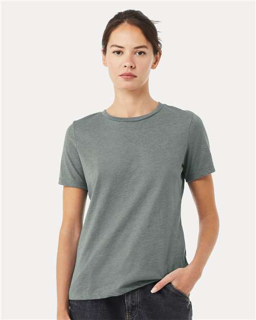 BELLA + CANVAS 6400CVC - Womens Relaxed Fit Heather CVC Tee - Heather Blue Storm