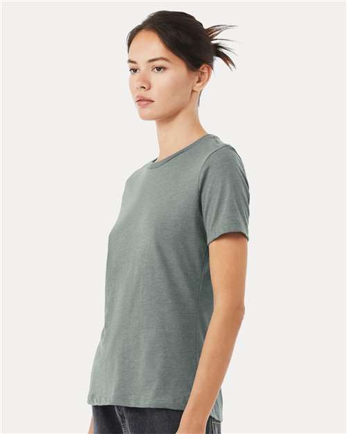 BELLA + CANVAS 6400CVC - Womens Relaxed Fit Heather CVC Tee - Heather Blue Storm