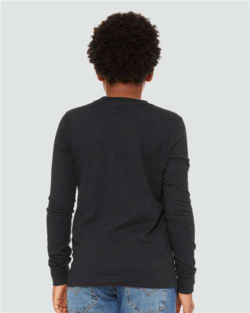 BELLA + CANVAS 3501YCVC - Youth Heather CVC Long Sleeve Tee - Black Heather