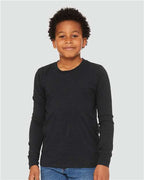 BELLA + CANVAS 3501YCVC - Youth Heather CVC Long Sleeve Tee - Black Heather